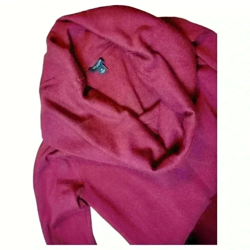 ANN TAYLOR Woman's BURGUNDY Sweater Dress Pencil Shift COWL NECK Stretch size M - Picture 3 of 3